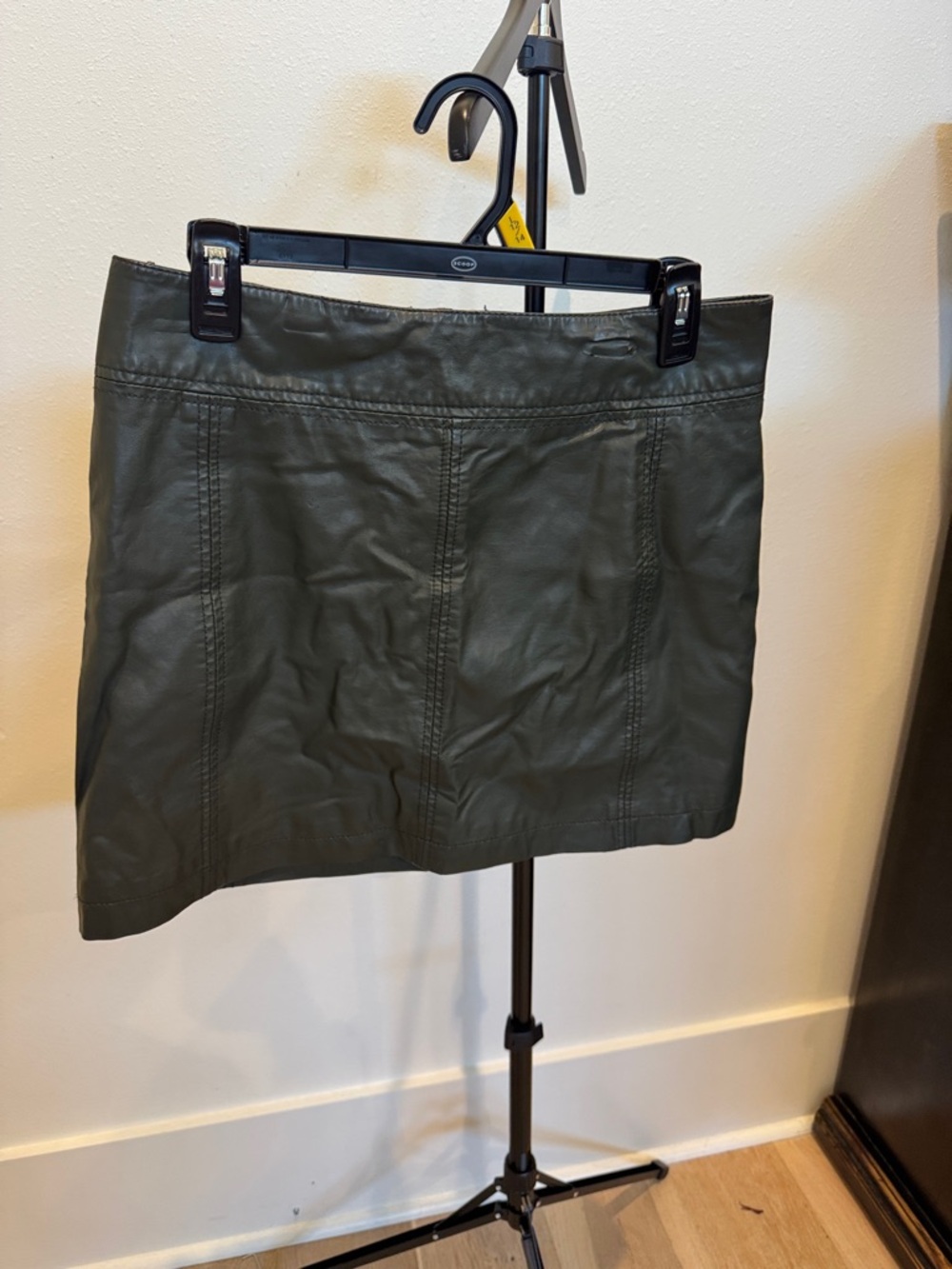 Free People Olive Faux Leather Mini Skirt